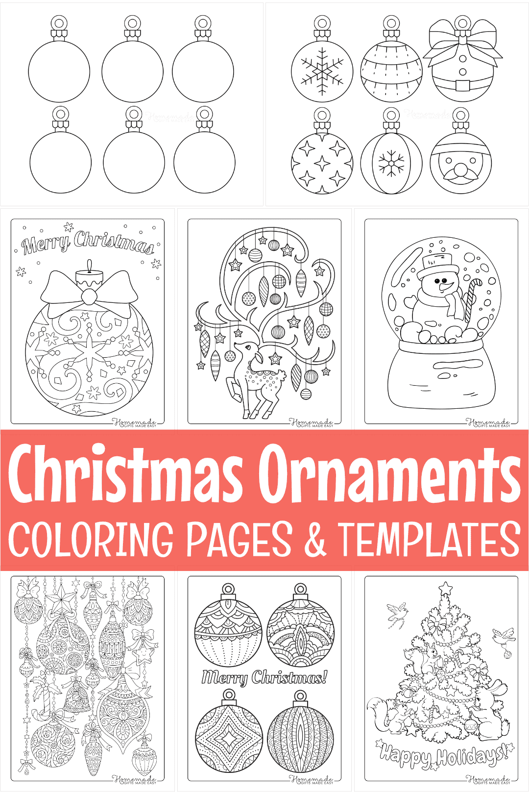 Printable Christmas Ornaments Coloring Pages and Templates