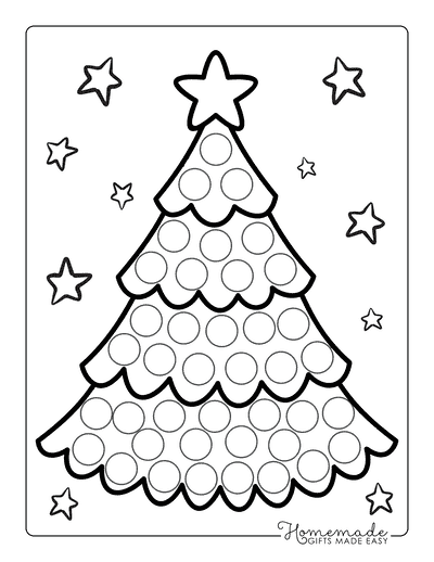 Christmas Tree Coloring Page Easy Dot Tree for Kids