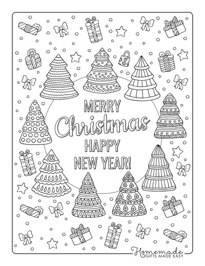 Christmas Tree Coloring Page Merry Christmas Trees Snowing