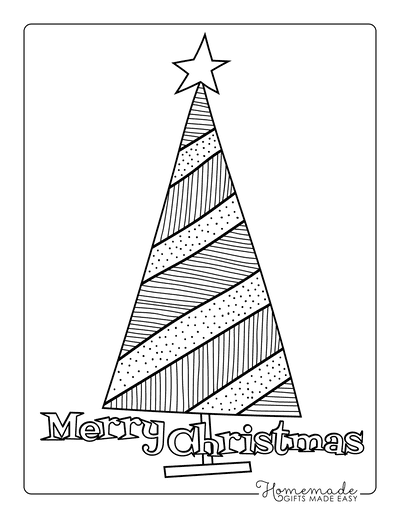 Christmas Tree Coloring Page Simple Abstract Striped Tree
