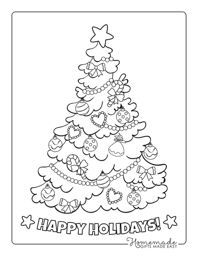 Christmas Tree Coloring Page Simple Decorated Tree to Color