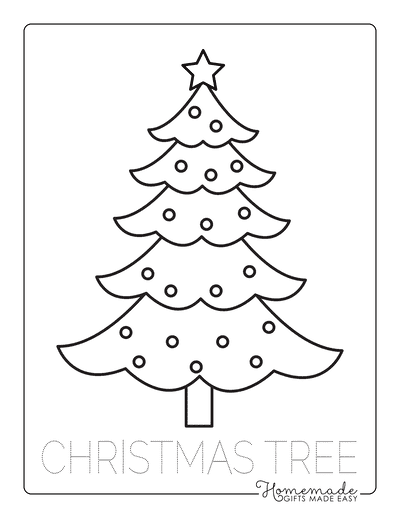 Christmas Tree Coloring Page Simple Outline With Baubles