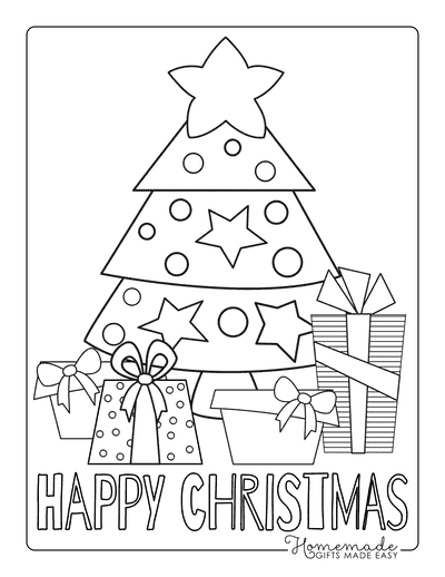 Christmas Tree Coloring Page Simple Tree With Gifts to Color