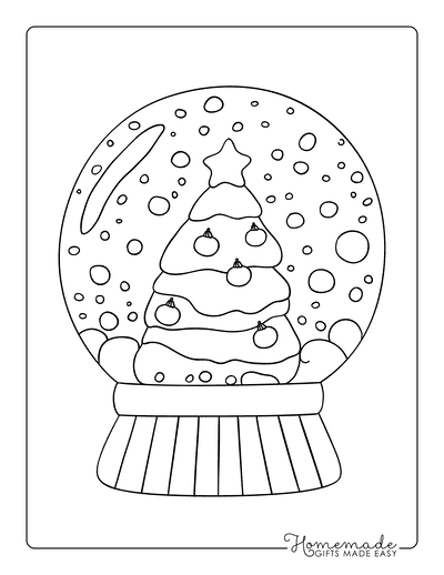 Christmas Tree Coloring Page Snowglobe