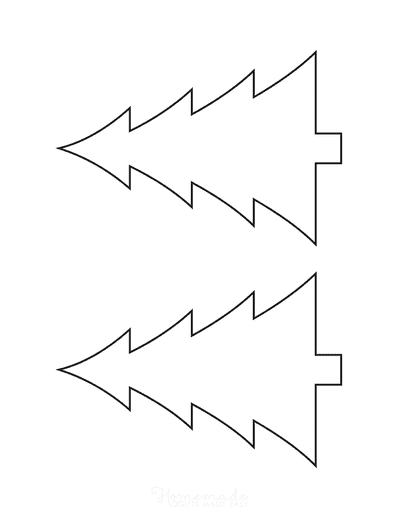 Christmas Tree Template Basic Blank Outline Curved Branches Medium