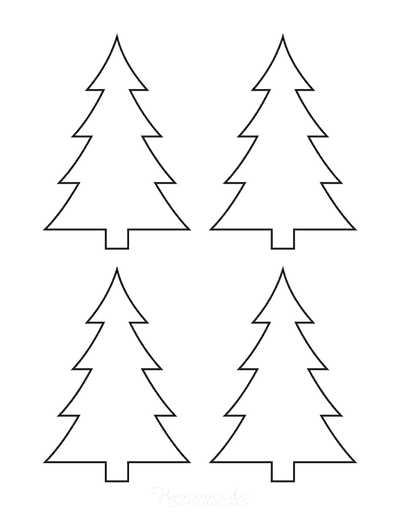 Christmas Tree Template Basic Blank Outline Curved Branches Small