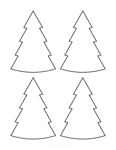 Christmas Tree Template Basic Blank Outline Curved Small