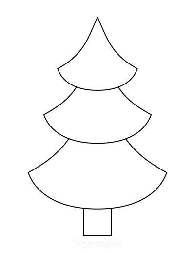 Christmas Tree Template Blank Outline Curved Tiers