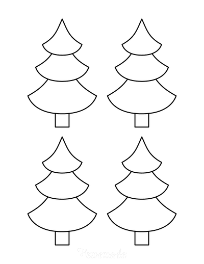 Christmas Tree Template Blank Outline Curved Tiers Small