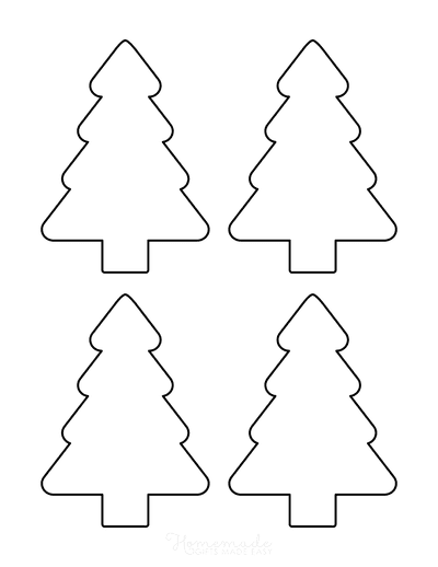 Christmas Tree Template Blank Outline Rounded Small