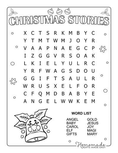 Christmas Word Search Holiday Stories Easy