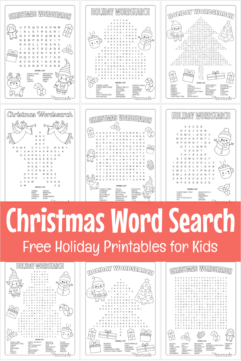 christmas word search montage