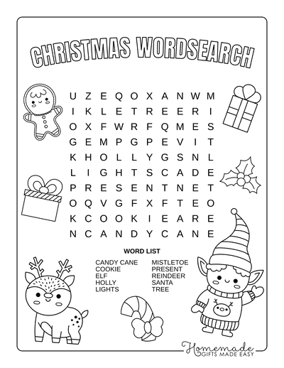 Christmas Word Search Square Easy