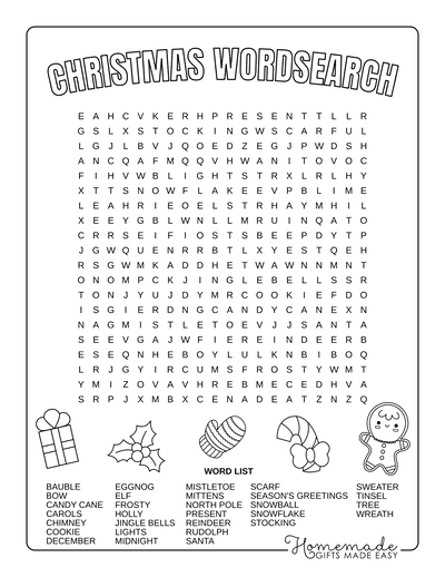 Christmas Word Search Square Hard