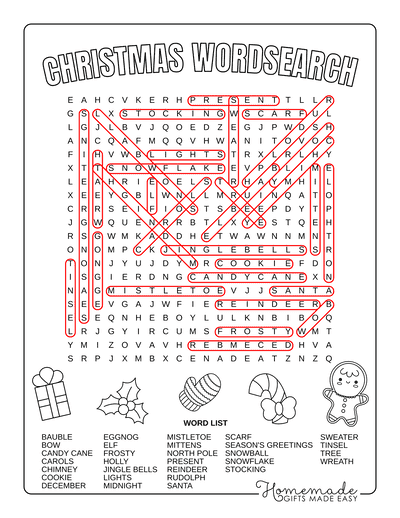 Christmas Word Search Square Hard Answers