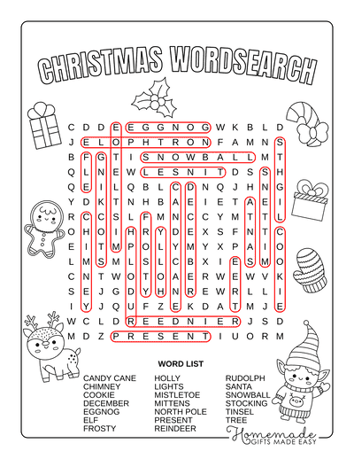 Christmas Word Search Square Medium Answers
