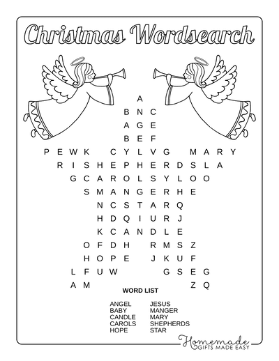 Christmas Word Search Star Easy