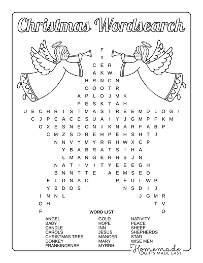 Christmas Word Search Star Medium