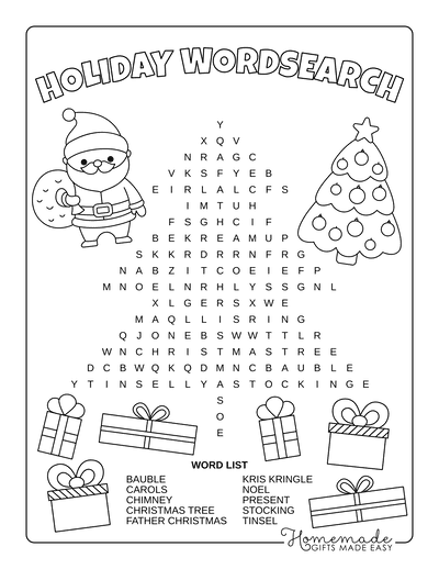 Christmas Word Search Tree Easy