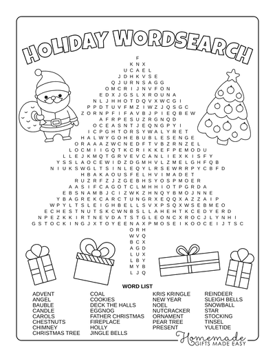 Christmas Word Search Tree Hard