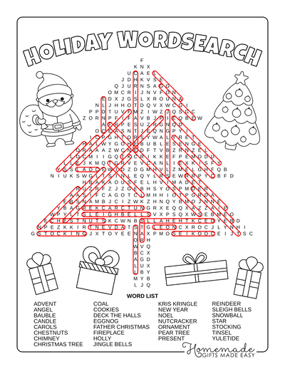 Christmas Word Search Tree Hard Answers
