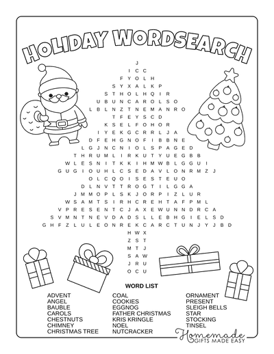 Christmas Word Search Tree Medium