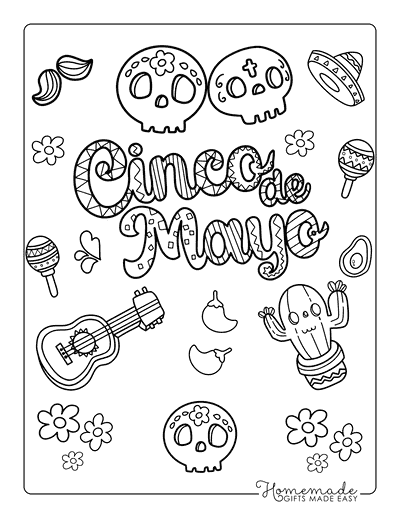 Cinco De Mayo Coloring Pages Easy Cinco De Mayo Pattern to Color