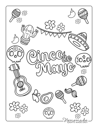 Cinco De Mayo Coloring Pages Easy Cute Cinco De Mayo Worksheet to Color