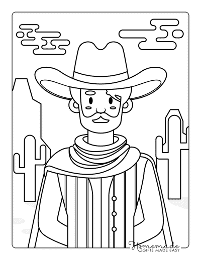 Cinco De Mayo Coloring Pages Easy Traditional Mexican Cowboy Drawing to Color