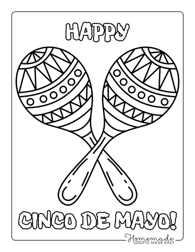 Cinco De Mayo Coloring Pages Easy Traditional Mexican Maracas Drawing to Color