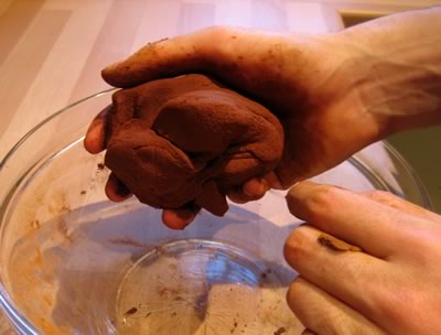 cinnamon dough ornaments kneading