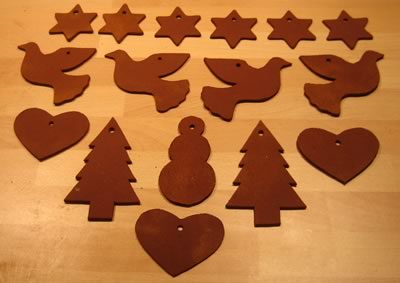 cinnamon dough ornaments many