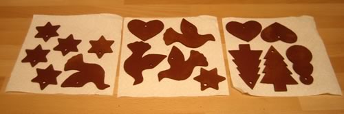 cinnamon dough ornaments drying