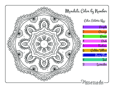 Color by Number for Adults Mandala Pattern
