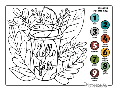 Color by Number for Adults Pumpkin Spice Latte