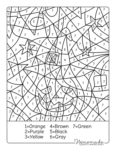 halloween color by number coloring pages