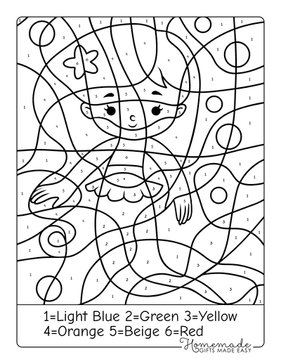 Free Printable Color By Number Worksheets for Kids 