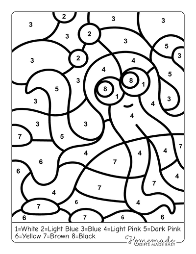 Color by Number Printable Octopus