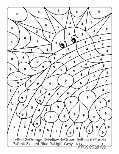 colour by numbers coloring pages