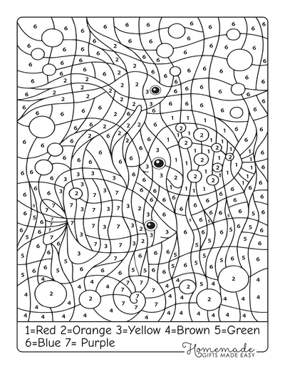 Hard Color by Number Coloring Pages Printable