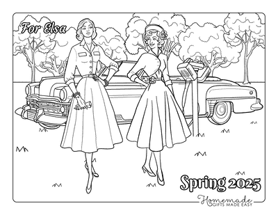 Coloring Contest Spring 2025 1950s Nostalgia for Elsa