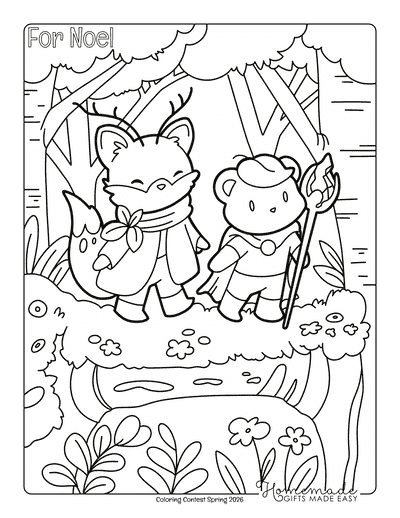 Coloring Contest Spring 2026 Prize Coloring Page Noel Woodland Creatures