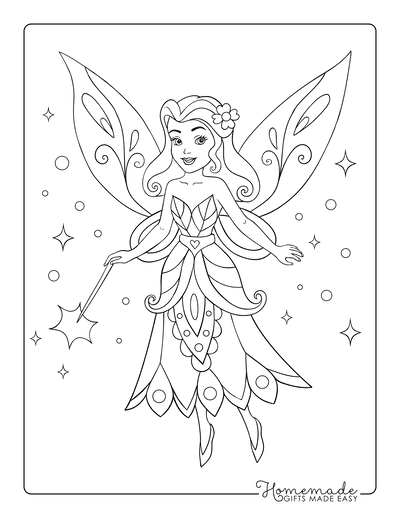 Coloring Pages for Girls Beautiful Fairy Magical Wand