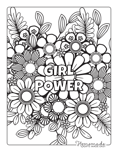 Coloring Pages for Girls Flowers Girl Power