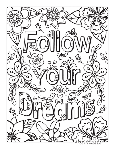 Coloring Pages for Girls Follow Your Dreams Flower Doodle