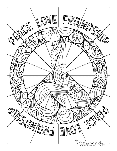 Coloring Pages for Girls Teens Peace Sign