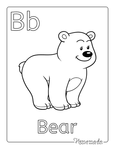 Coloring Sheets for Kindergartners Alphabet B Bear