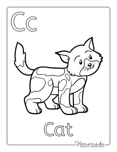 Coloring Sheets for Kindergartners Alphabet C Cat