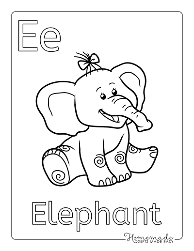 Coloring Sheets for Kindergartners Alphabet E Elephant