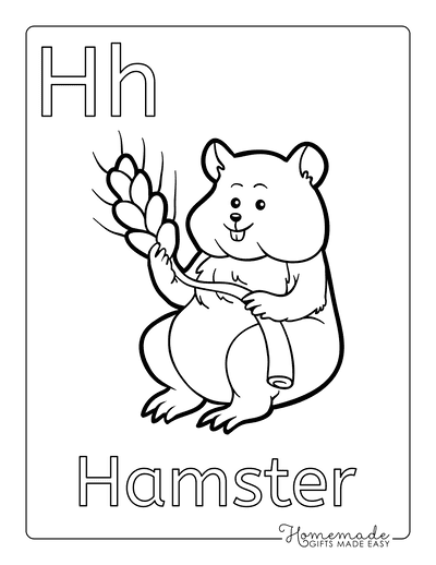 Coloring Sheets for Kindergartners Alphabet H Hamster